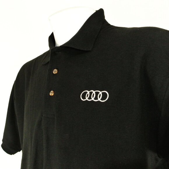 AUDI Car Dealership Employee Uniform Polo Shirt Black NEW Size L Large - Picture 2 of 7